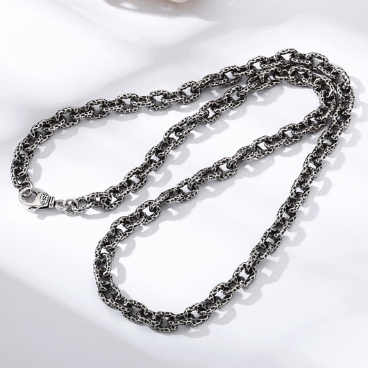 Collar de Plata Esterlina S925 con Patrón de Meteorita para Hombre - Image 6