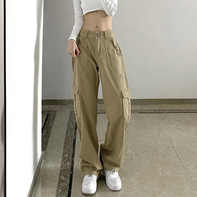 Pantalones Casuales Sueltos de Cintura Baja para Mujer - Corte Recto y Drapeado - Image 8