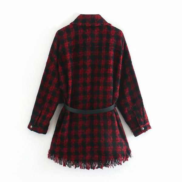 Chaqueta Camisa de Cuadros Roja para Mujer - Colección Mayorista