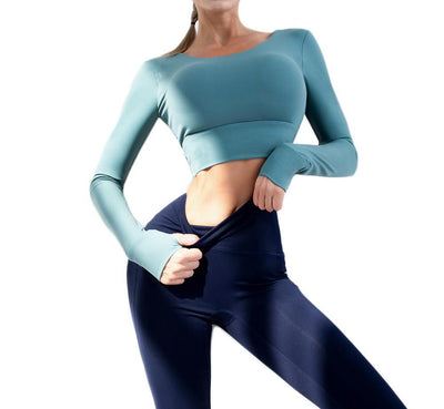 Conjunto de Ropa de Yoga Primavera Verano con Espalda Descubierta y Mangas Largas - Image 11