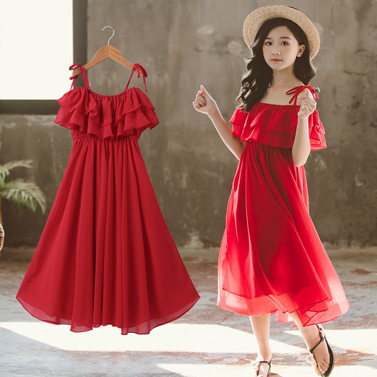 Vestido Infantil con Tirantes y Falda Voluminosa - Image 2