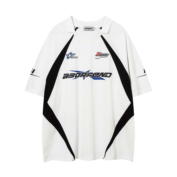 Playera Deportiva Retro con Parches de Contraste para Hombre