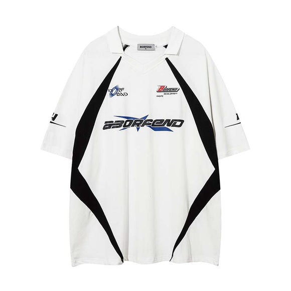 Playera Deportiva Retro con Parches de Contraste para Hombre