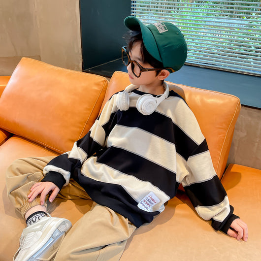 Suéter Casual para Niños con Rayas Contrastantes - Image 3