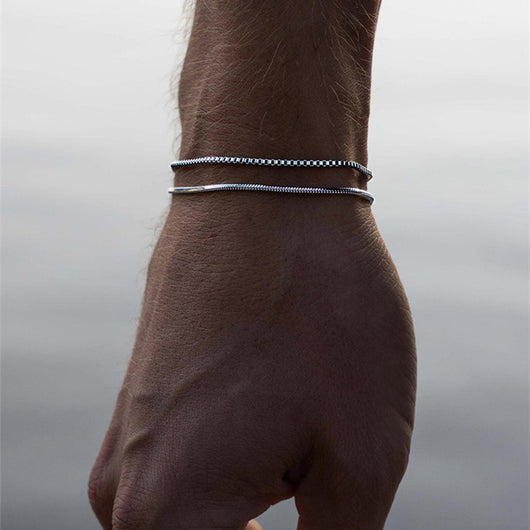 Pulsera de Plata Esterlina con Diseño de Hueso de Serpiente para Hombre - Image 5