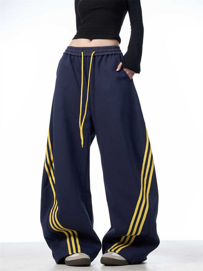 Pantalones Casuales Anchos a Rayas con Cordones - Image 6