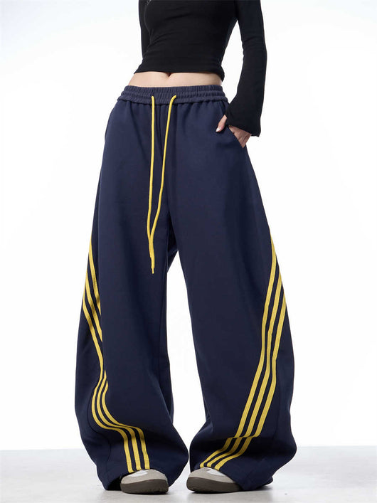 Pantalones Casuales Anchos a Rayas con Cordones - Image 6
