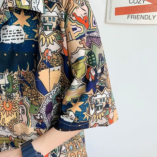 Camisa Suelta Estilo Hong Kong con Estampado Integral - Image 3