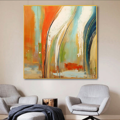 Cuadro Abstracto Moderno Naranja - Lienzo Óleo Artesanal sin Marco - Image 3