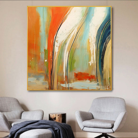 Cuadro Abstracto Moderno Naranja - Lienzo Óleo Artesanal sin Marco - Image 3