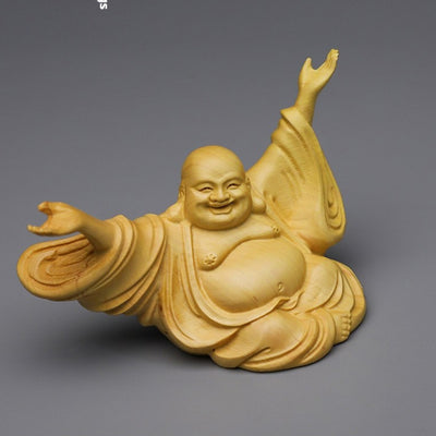 Figura Decorativa Maitreya con Manos Levantadas - Artesanía Boxwood - Image 6