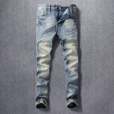 Jeans Retro Hombre Lavado Vintage con Elasticidad