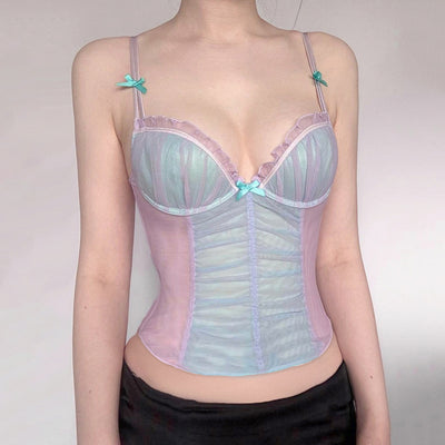 Chaleco Sling Mesh con Costuras en Contraste y Moño - Image 10