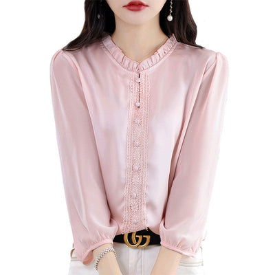 Blusa Clásica con Cuello Volantes y Mangas 3/4 para Mujer - Image 5