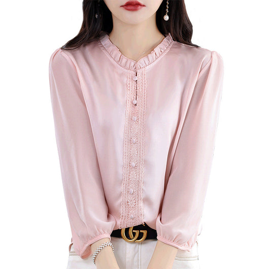 Blusa Clásica con Cuello Volantes y Mangas 3/4 para Mujer - Image 5