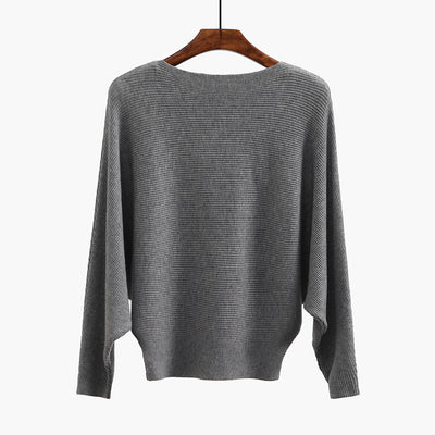 Suéter Tejido Holgado para Mujer - Blusa Cuello Redondo Manga Murciélago - Image 5