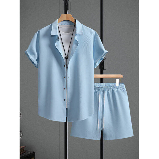Conjunto de Camisa y Shorts con Patrón de Diamantes para Hombre - Image 11