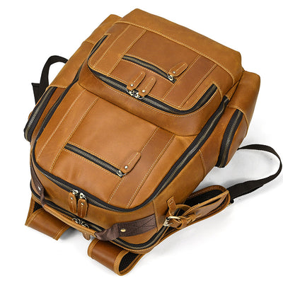 Mochila de Cuero Retro para Hombre - Gran Capacidad y Múltiples Bolsillos - Image 5