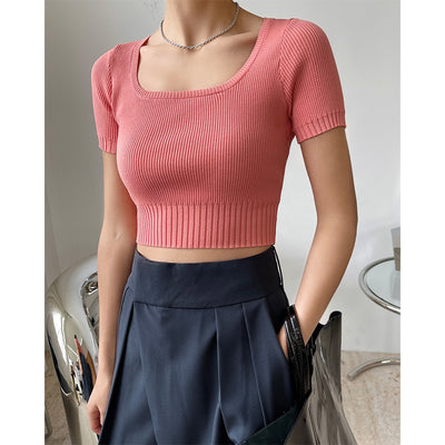 Top Corto Escote Cuadrado Efecto Reductor para Mujer - Tejido Punto Elegante - Image 4