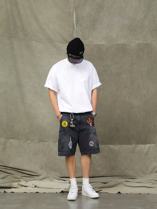 Shorts Cargo Vintage Desgastados con Bordados - Image 6