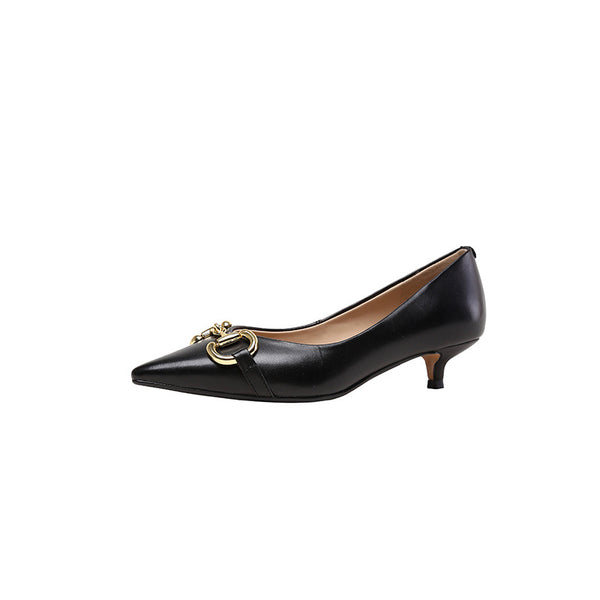 Zapatos Stiletto Coreanos Punta Aguda con Hebilla Metálica y Efecto Perla - Image 4