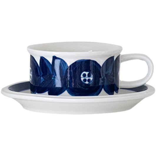 Taza de Café Medieval Artesanal Pintada a Mano con Plato Juego Vintage
