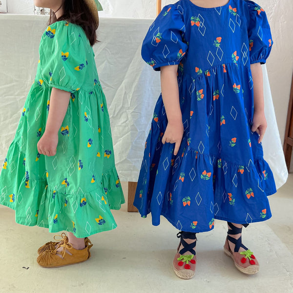 Vestido Infantil de Algodón con Estampado de Cerezas