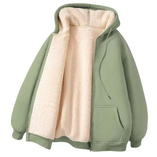 Abrigo de Lana de Cordero Forrado en Polar para Otoño e Invierno