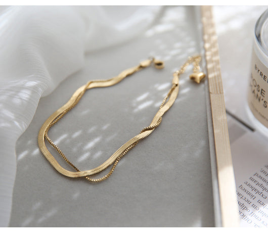 Pulsera Tobillera Doble Serpiente Chapada en Oro Rosa 18K - Image 10