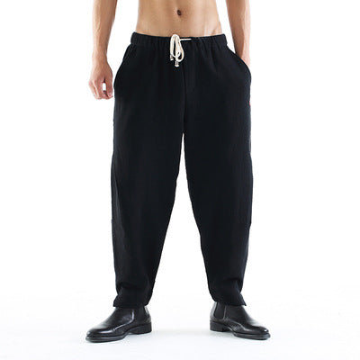 Pantalones harem sueltos de algodón y lino vintage - Image 11
