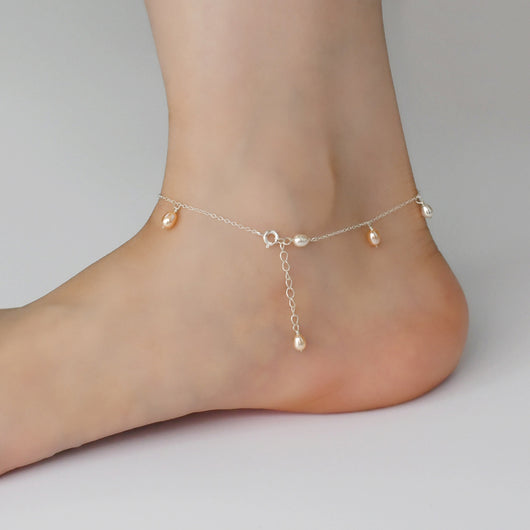 Pulsera de Tobillo Plata 925 con Perla de Agua Dulce - Diseño Hada Minimalista - Image 9