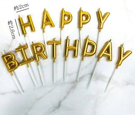 Vela de Cumpleaños Dorada con Letras Happy Birthday - Decoración Premium - Image 2