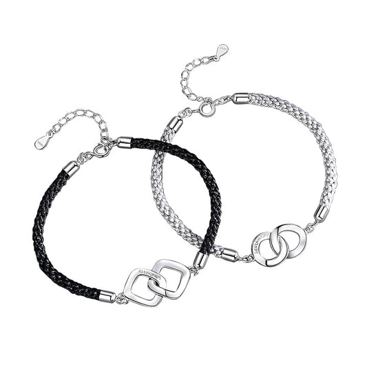 Pulsera de Plata Entrelazada para Parejas - Conexión Infinita