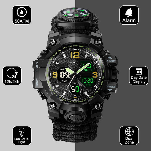 Reloj Táctico Deportivo Dual Display Resistente al Agua