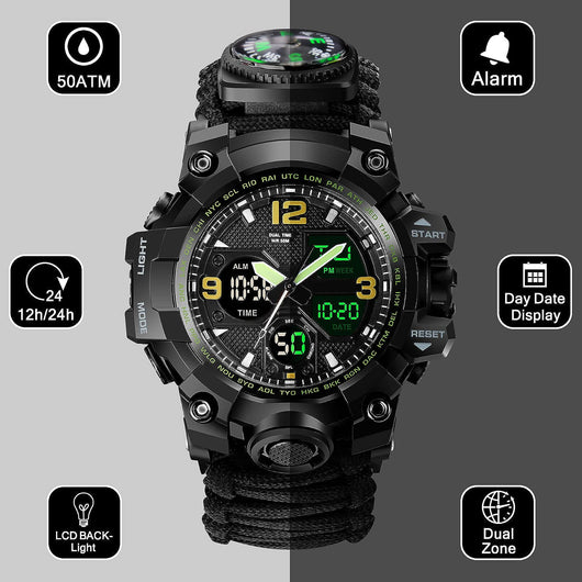 Reloj Táctico Deportivo Dual Display Resistente al Agua
