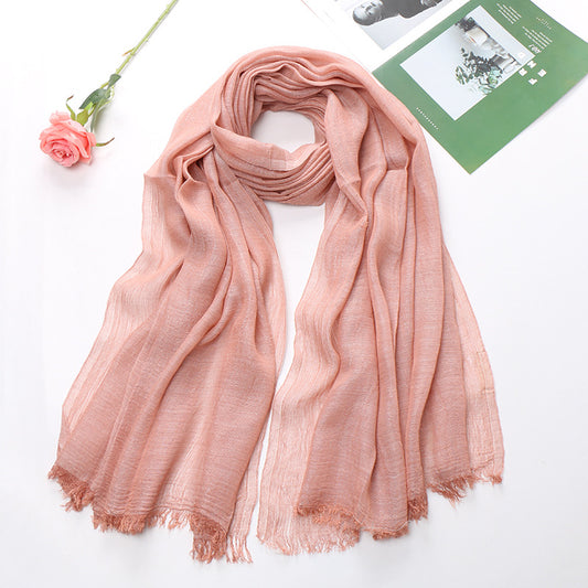 Pañuelo Tie-dye de Algodón y Lino para Mujer - Diseño Plisado Transpirable