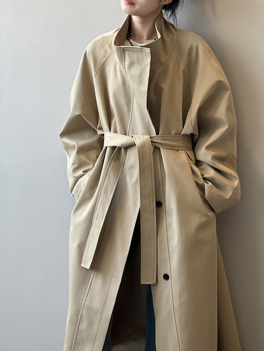 Abrigo Trinchera Largo Mujer Cuello Alzado Oversized Abotonado Simple - Image 26