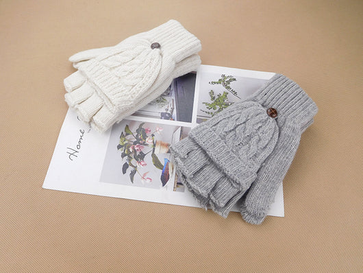 Guantes Tejidos Coreanos de Invierno - Cinco Dedos Semiabiertos para Estudiantes - Image 3