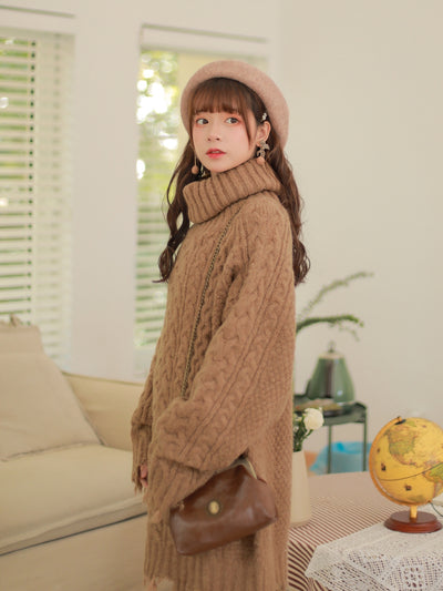 Vestido Suéter Cuello Alto para Otoño e Invierno - Image 8
