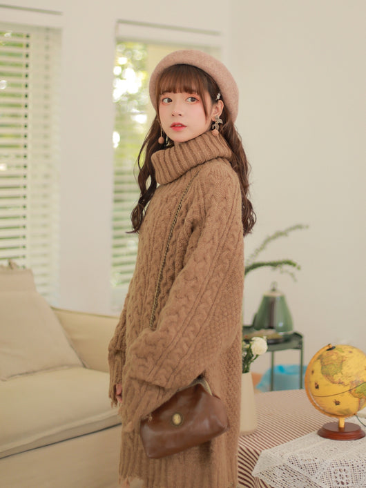 Vestido Suéter Cuello Alto para Otoño e Invierno - Image 8
