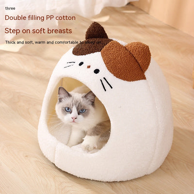 Nido Cálido para Gatos - Cama Felpa Cerrada Invierno - Image 4