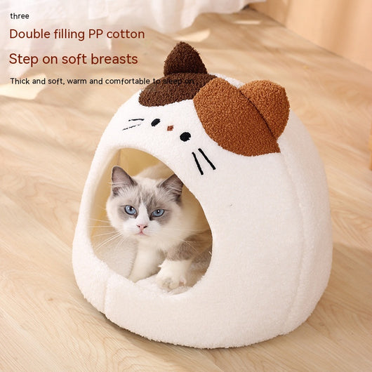 Nido Cálido para Gatos - Cama Felpa Cerrada Invierno - Image 4