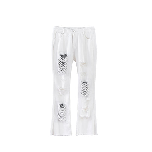 Pantalones Acampanados Holgados con Detalle Deshilachado - Estilo Europeo Casual