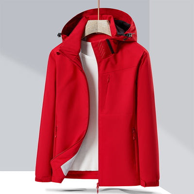 Lavender windproof sports jacket with a hood, full zipper, and fleece lining, shown on a hanger. - Image 15
