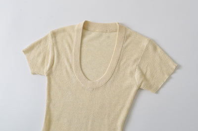 Blusa Ajustada de Lana Estilo Europeo - Cuello Redondo Liso y Elástico - Image 23