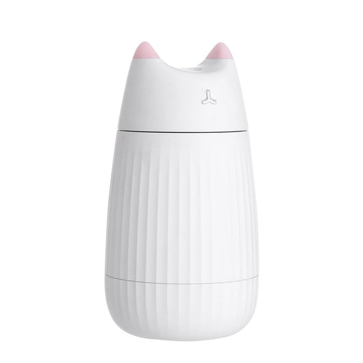 Pink cat-shaped humidifier with pointed ears and a ribbed texture on the lower body, ideal for desktop use. - Image 10