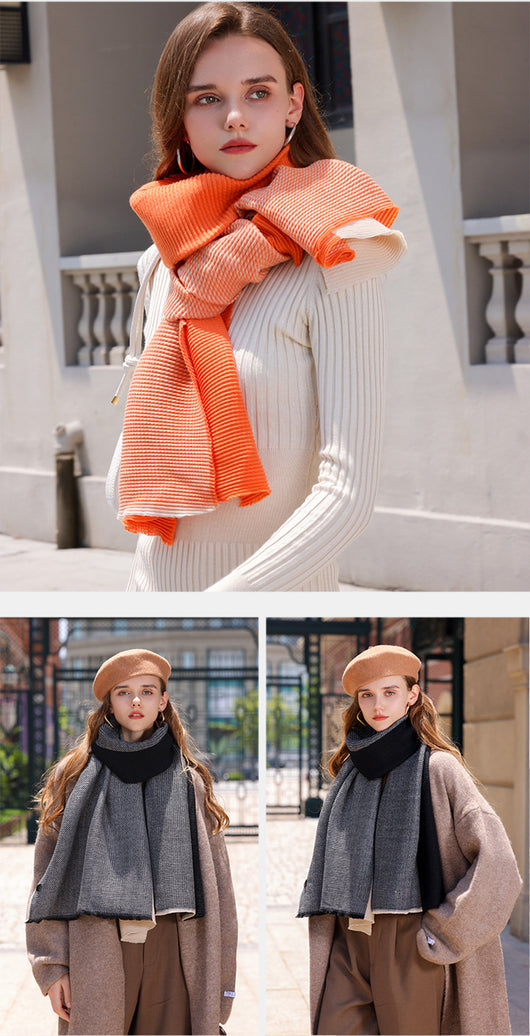 Bufanda Degradada Reversible de Imitación Cachemira - Elegancia y Versatilidad para Invierno - Image 17