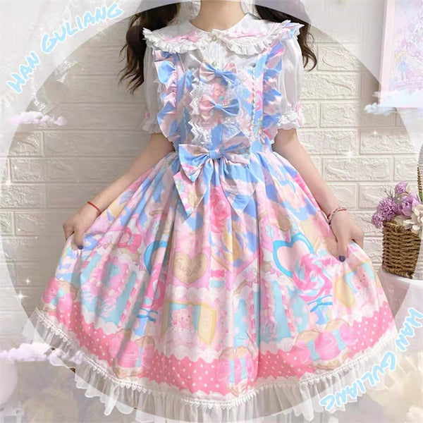Vestido JSK Lolita Kawaii con Tirantes - Diseño Casa de Dulces para Verano