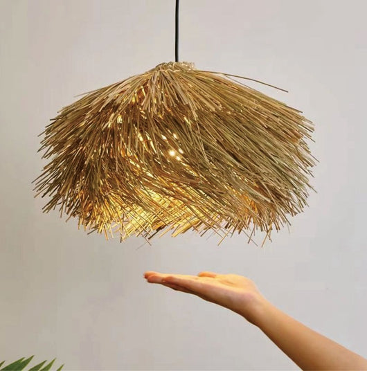 Lámpara Colgante Tejida en Ratán Estilo Wabi Sabi Japonés - Image 12
