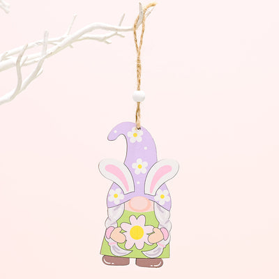 Gnomo Decorativo de Pascua con Conejo de Madera Artesanal - Image 16